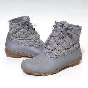 Womens Sperry Syren Gulf Gray Wool Quilt Duck Boots Size 9.5